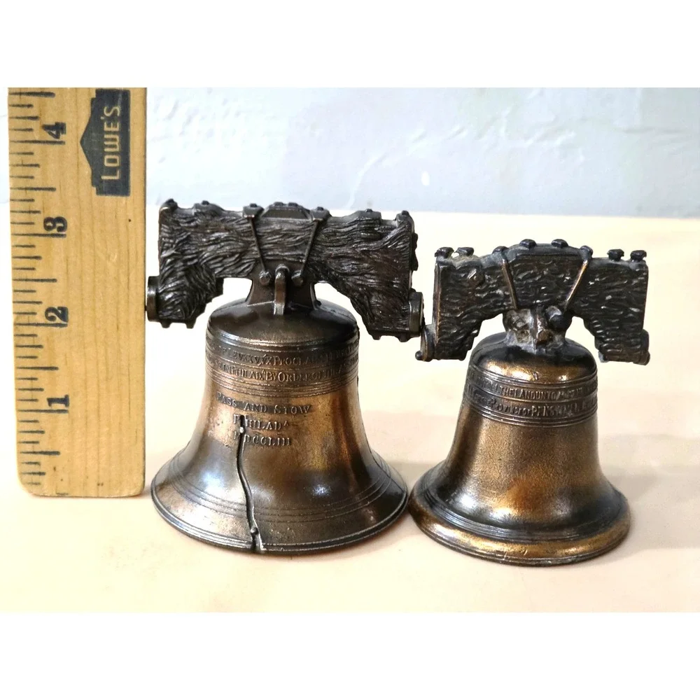Vintage Paperweight Souvenir Copper Metal Liberty Bell Good Sounding Dinner Bell